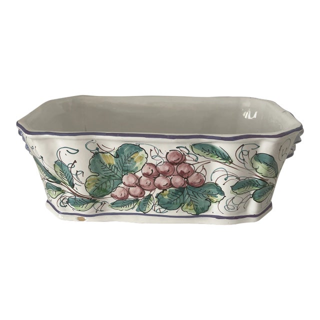 Vintage 1950s Ceramic Hand Painted Planter by Castelli & Signed by Artist L. Pardi, Italy For Sale