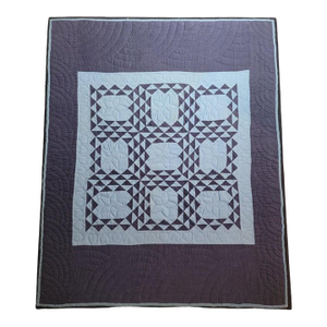 1940s Amish Ocean Waves Crib Quilt-Mounted