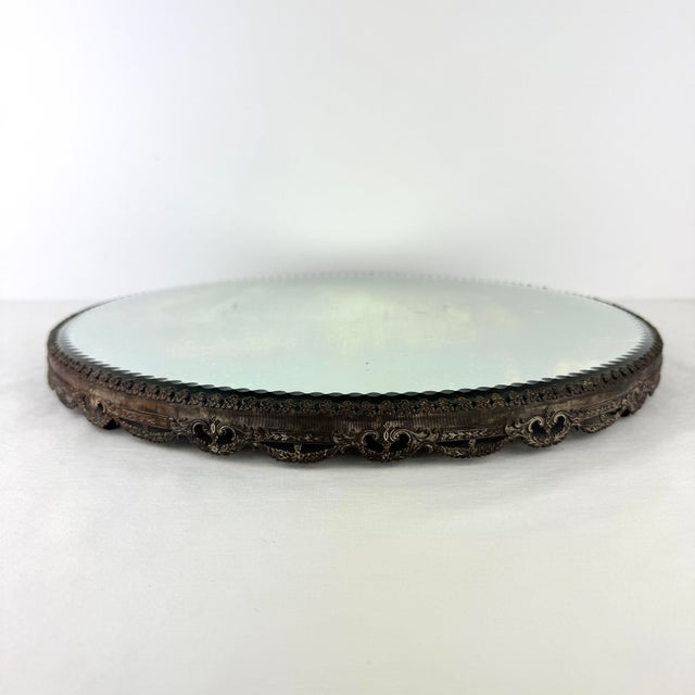 Antique Early 1900’s Mirrored Plateau 14” For Sale - Image 4 of 12
