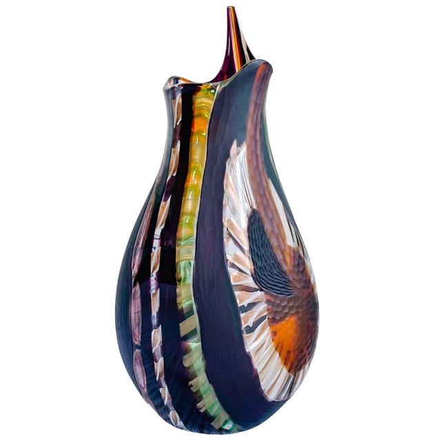 2010s Monumental Italian Murano Hand-Blown Glass Sculptural Spout Vase by Carlo Colizza (With Certificate of Authenticity) For Sale - Image 5 of 8