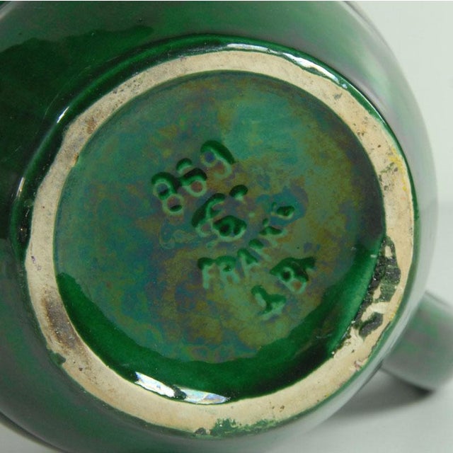 French Green Ceramic Jug from St. Clément Lorraine, 1950s For Sale - Image 9 of 10