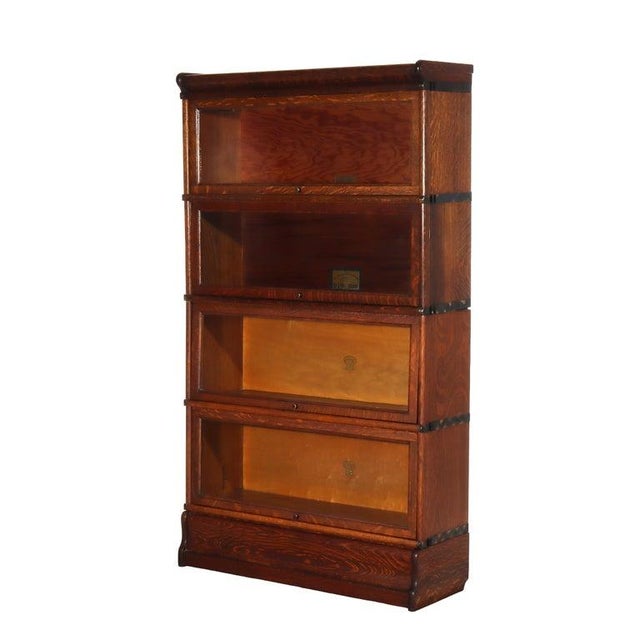 Globe Wernicke/Macey Arts & Crafts 4-Stack Oak Barrister Bookcase C1920 Measures - 60.75"H x 34.25"W x 12.25"D