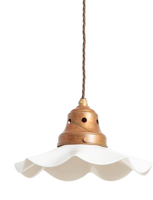 Vintage French Coolie Milk Glass Pendant Light, 1930s