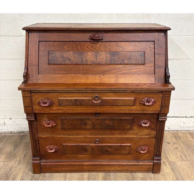 Victorian Antique Victorian Eastlake Secretary Desk Chest of Drawers For Sale - Image 3 of 17