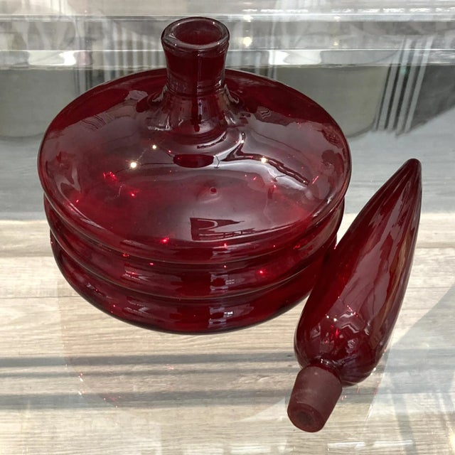 Ruby Red Vintage Blenko Regal Ruby Decanter For Sale - Image 8 of 12