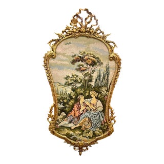 French Rococo Romantic Scene Wall Art With Hand-Finished Gold Leaf Frame For Sale