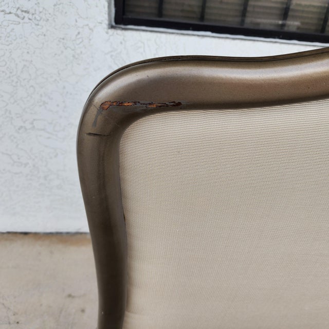 Vintage French Louis XV Armchairs Damask Linen Pair For Sale - Image 15 of 16