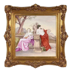 19th Century Framed Royal Vienna Porcelain Plaque Depicting Classical Maidens
