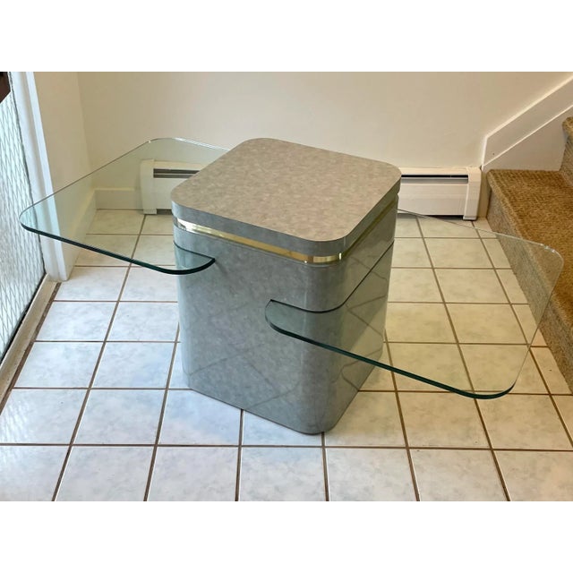 1980s Postmodern Springer Style Tri-Level Console Table For Sale - Image 5 of 11