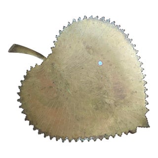 Vintage Large Brass Leaf Tray For Sale