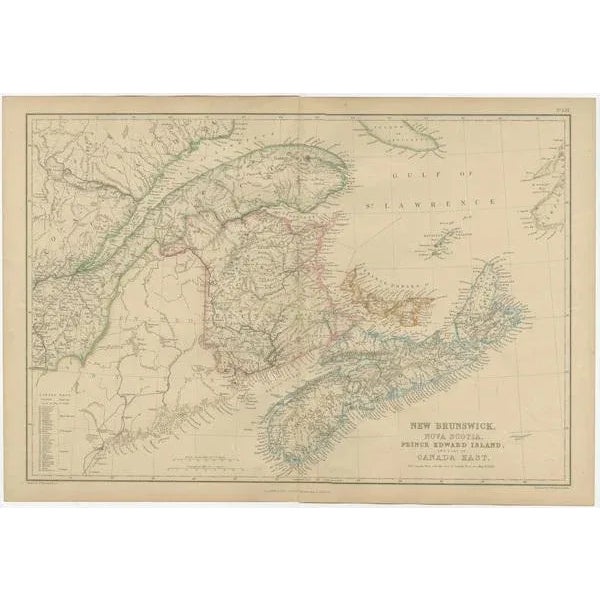 Antique Map of New Brunswick by W. G. Blackie, 1859 For Sale - Image 3 of 6