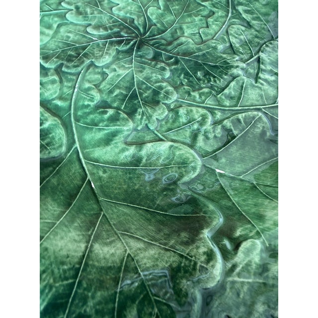 Italian Vietri Foglia Fresca Leaf Majolica Charger Plates — Set of 3 For Sale In Naples, FL - Image 6 of 12