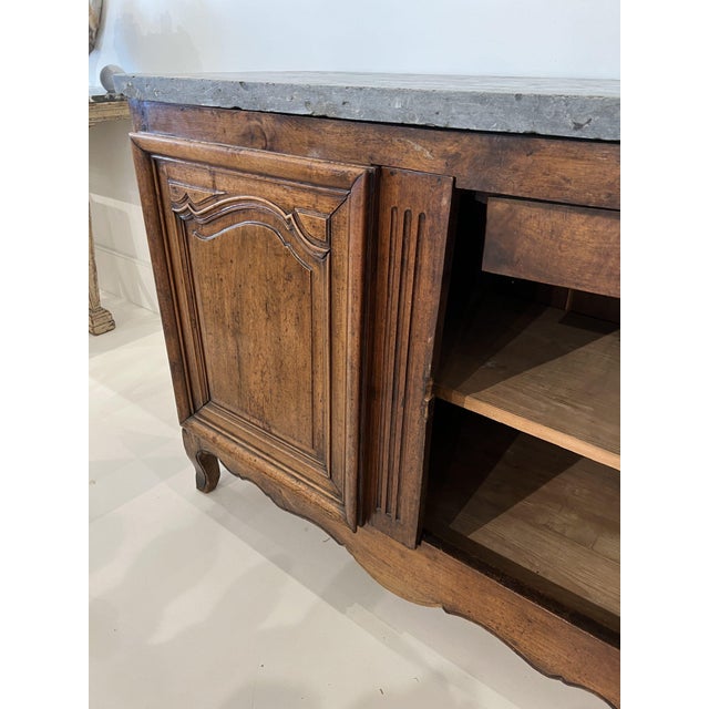 19th Century Transition Louis XIV Buffet With Belgian Blue Stone For Sale - Image 4 of 8