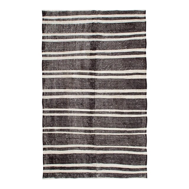 Vintage Striped Turkish Kilim Rug - 5`7" X 9`3" For Sale