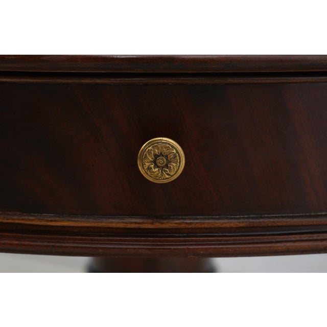 Maitland Smith Round Mahogany Leather Top Drum Table For Sale - Image 9 of 18