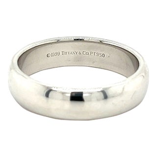 Tiffany & Co. Signed 6MM Platinum Mens Wedding Band Ring, Size 11 For Sale