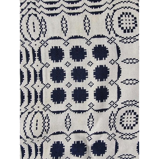 Early 19Thc Woven Double Weave Coverlet in Indigo & White For Sale - Image 9 of 11