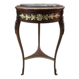 Vintage French Louis XVI Style Marble Top Gueridon Side Table For Sale