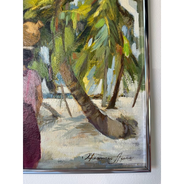 1980’s Frances Ayers Impressionist Coastal Landscape Oil on Board Painting, Framed For Sale - Image 10 of 11