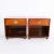 Mid century pair of stands crafted in fruitwood in a modern form with campaign hardware, one drawer, lower storage, and...