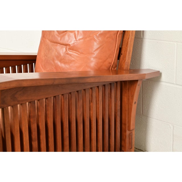 Stickley Mission Arts & Crafts Cherry Wood Spindle Reclining Morris Lounge Chair For Sale In South Bend - Image 6 of 12