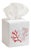 Red Coral Tissue Box Cover White Linen & Cotton, Embroidered For Sale