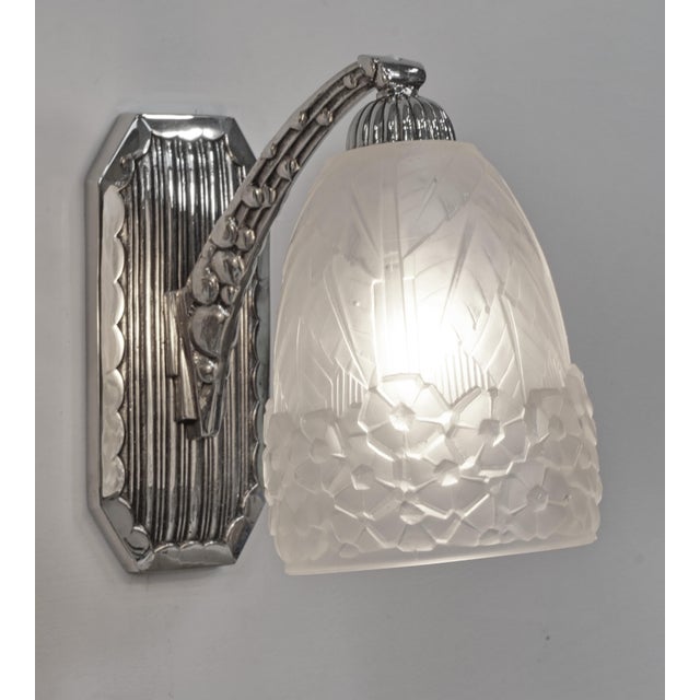 French Art Deco Wall Sconces by Hettier & Vincent 1930 France - A Pair For Sale - Image 6 of 13
