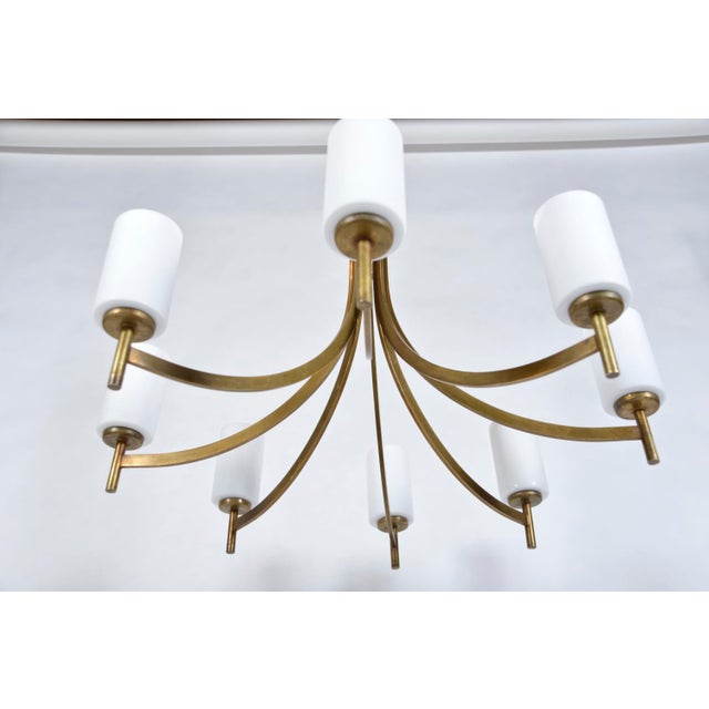 Metal Large Mid-Century Italian Brass and Glass 8-Arm Chandelier, 1950s-1960s For Sale - Image 7 of 16