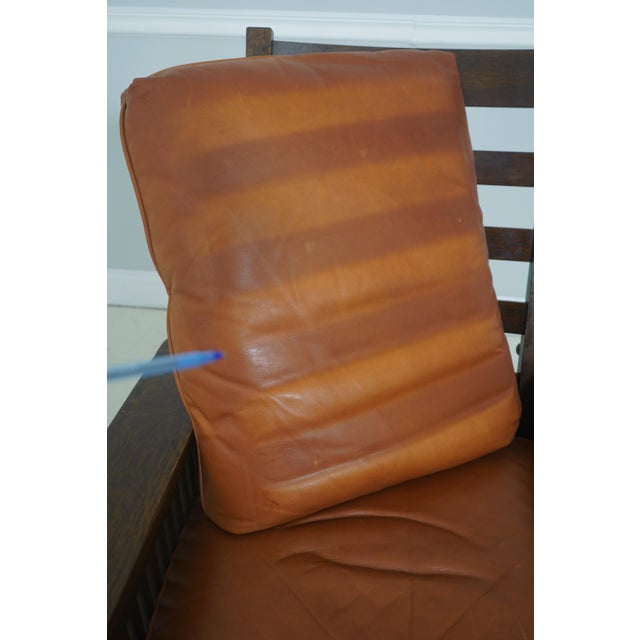 Stickley Mission Oak and Leather Morris Chair With Ottoman For Sale - Image 13 of 18