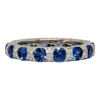 2.52 Ct Sapphire & Diamond Eternity Band Size 6.5 For Sale