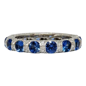 3.68 Ct Sapphire & Diamond Eternity Band Size 6.5