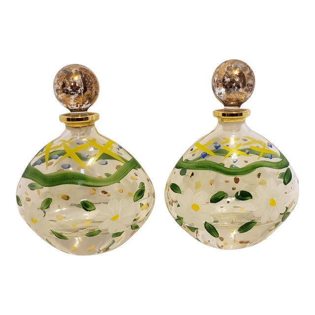 1950's Royal Limited Hand Painted Perfume Bottles Pair For Sale