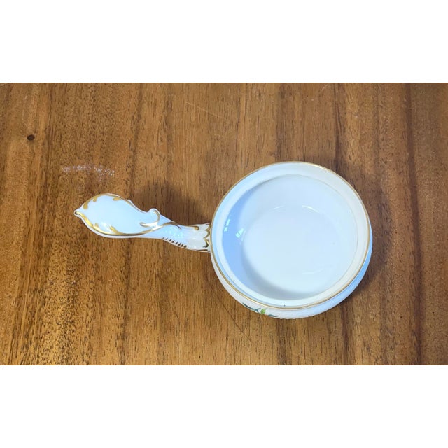 Hollywood Regency Antique Herend Hand Painted Porcelain Small Dish With Handle For Sale - Image 3 of 7