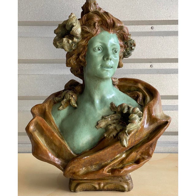 Vintage Art Nouveau Concrete Female Bust Chairish