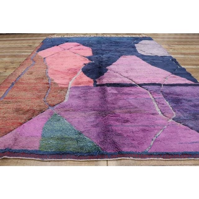 Textile Colorful Abstract Beni Mrirt Moroccan Rug - 09'03 X 11'07 For Sale - Image 7 of 9