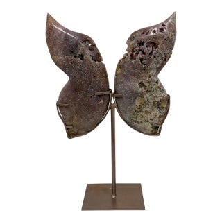 Pink Amethyst Butterfly on Stand For Sale