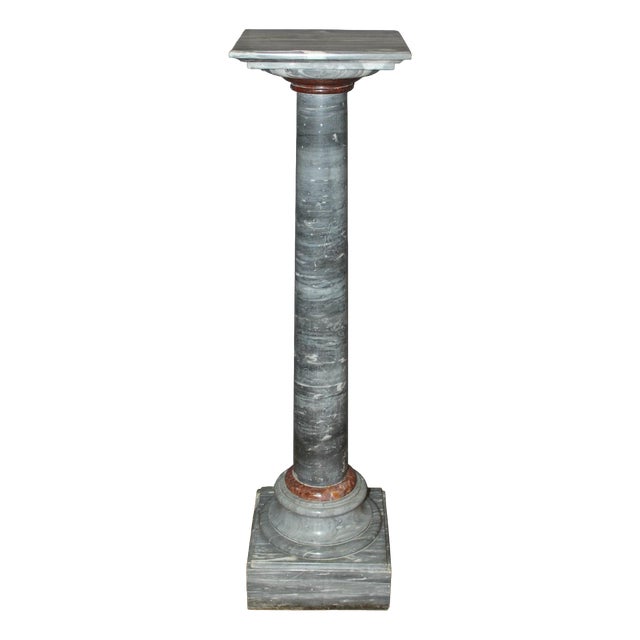 Antique Column in Turquin Blue and Red Marble, 1800s For Sale