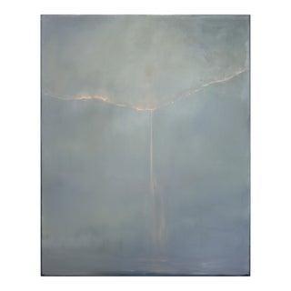 Falling Fire - Muted Color Atmospheric Abstract Alluring Oil Painting on Canvas Original Artwork by Mark Acetelli For Sale