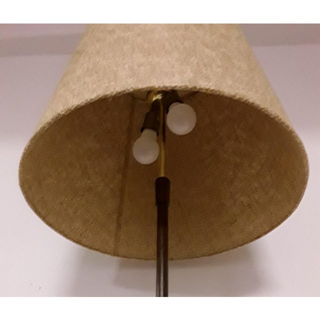 Floor Lamp with Teak Base & Beige Wool Shade, 1970s For Sale - Image 4 of 7