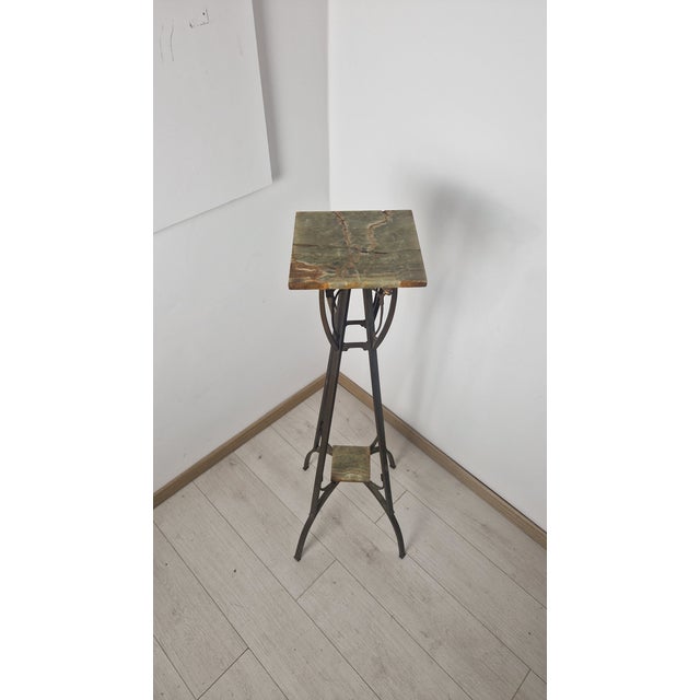 Art Nouveau Riser in Wrought Iron with Alabaster Tops, 1890s For Sale - Image 3 of 13