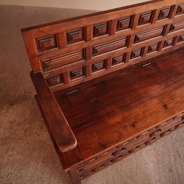 Spanish Wooden Storage Bench For Sale - Image 4 of 11