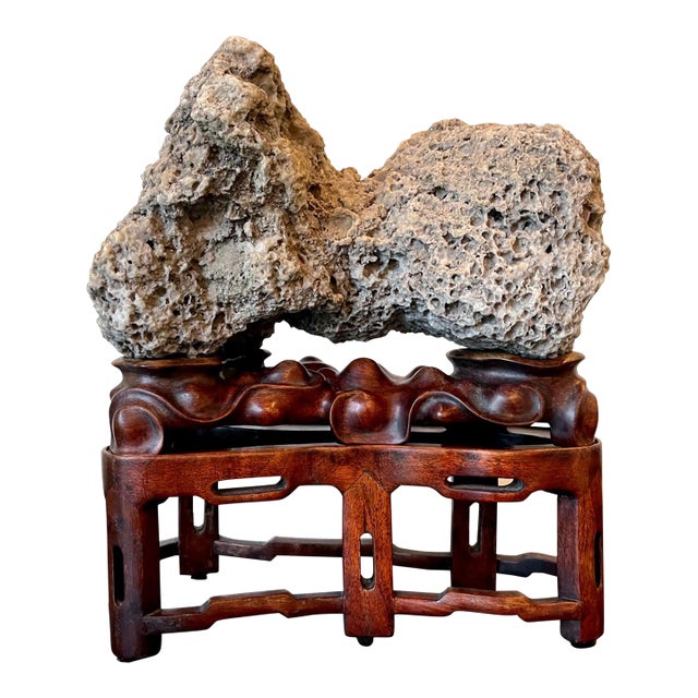 Rare Chinese Kun Scholar Stone on Display Stand For Sale