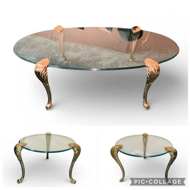 1970s 1970s Chapman Manufacturing Brass and Glass Coffee Table and Side Tables Set - 3 Pieces For Sale - Image 5 of 6