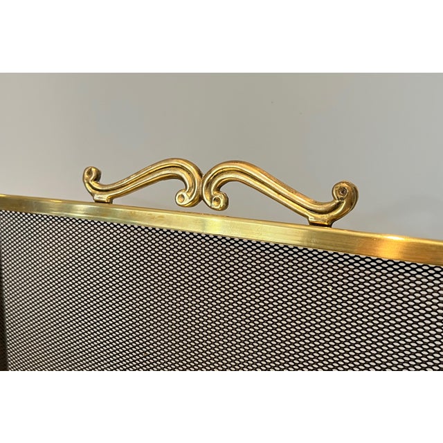 1970s Brass and Grilling Fireplace Screen For Sale - Image 6 of 12