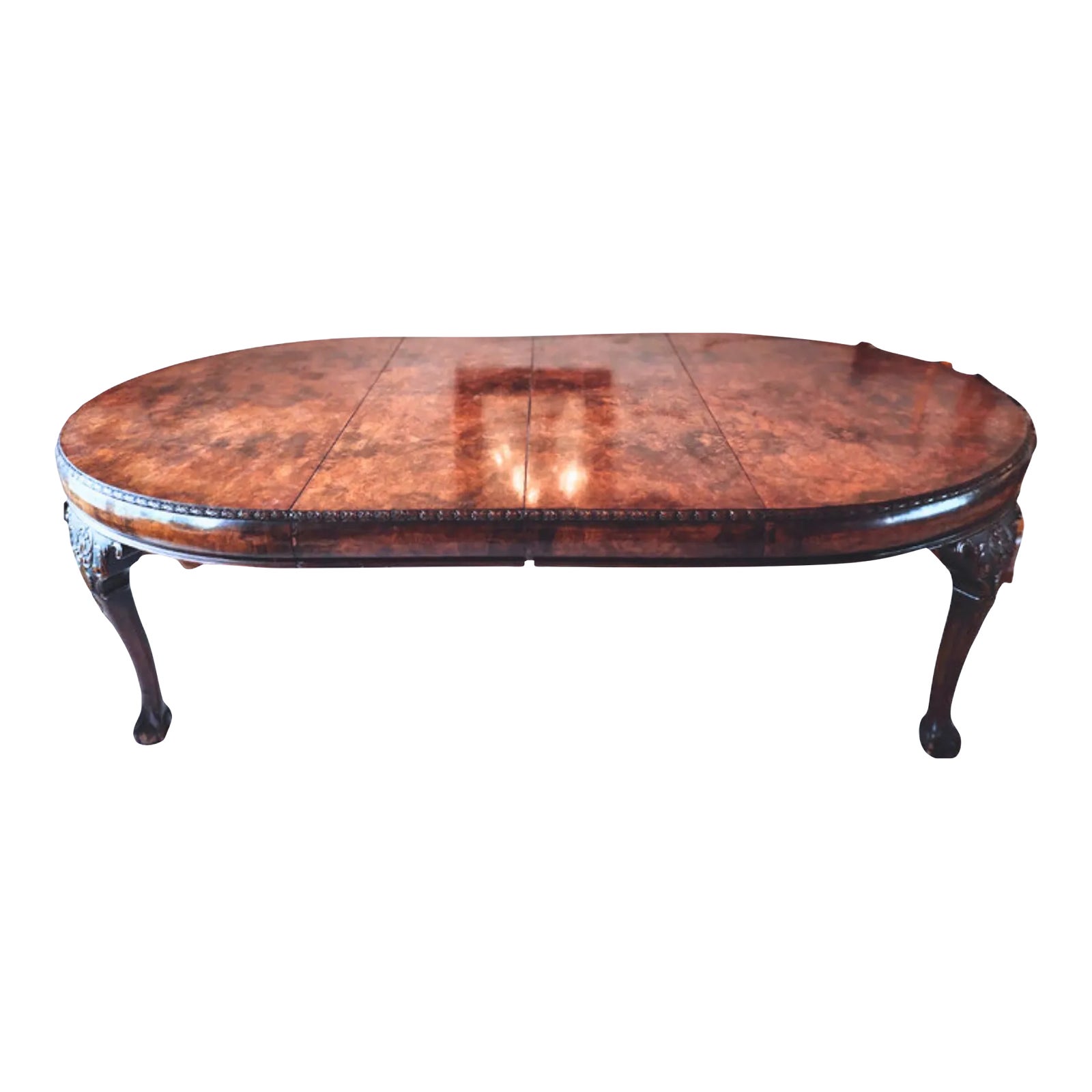 Late 19th Century Antique Burlwood Ball and Claw Dining Table Chairish