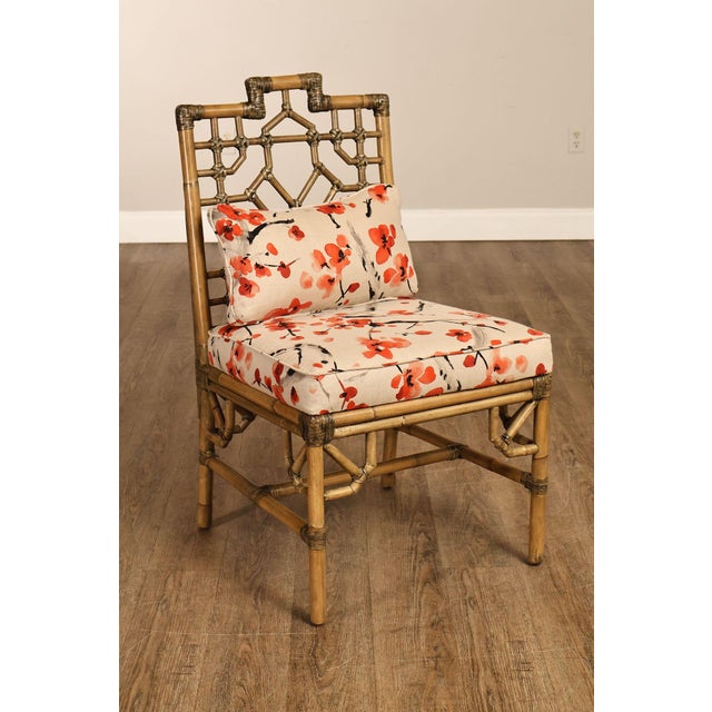 Chinese Chippendale Style Set Of Four Rattan Bamboo Dining Chairs For Sale In Philadelphia - Image 6 of 18