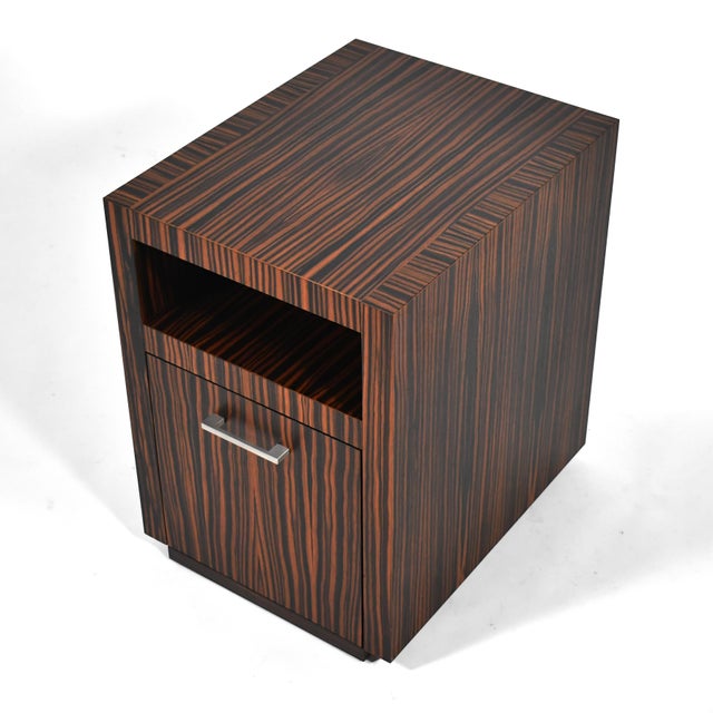 Bespoke Nightstands in Zebra Wood (Pair) For Sale In Chicago - Image 6 of 11