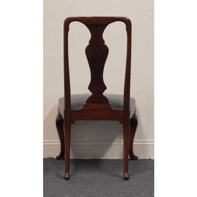 Hickory Chair Furniture Company Hickory Chair Co. Solid Mahogany Traditional Style Dining Side Chair W. Studded Blue Leather - Amber Finish - 1817-02 For Sale - Image 4 of 6