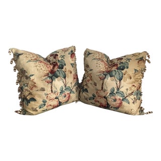 Vintage French Floral Fabric Pillows - Set of 2 For Sale