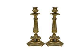Restauration Era Bronze Candleholders, Early 19th Century, Set of 2